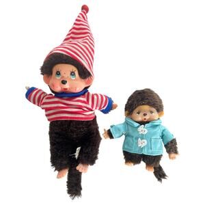 Vintage Monchhichi Collectible Set of 2 Rare HTF